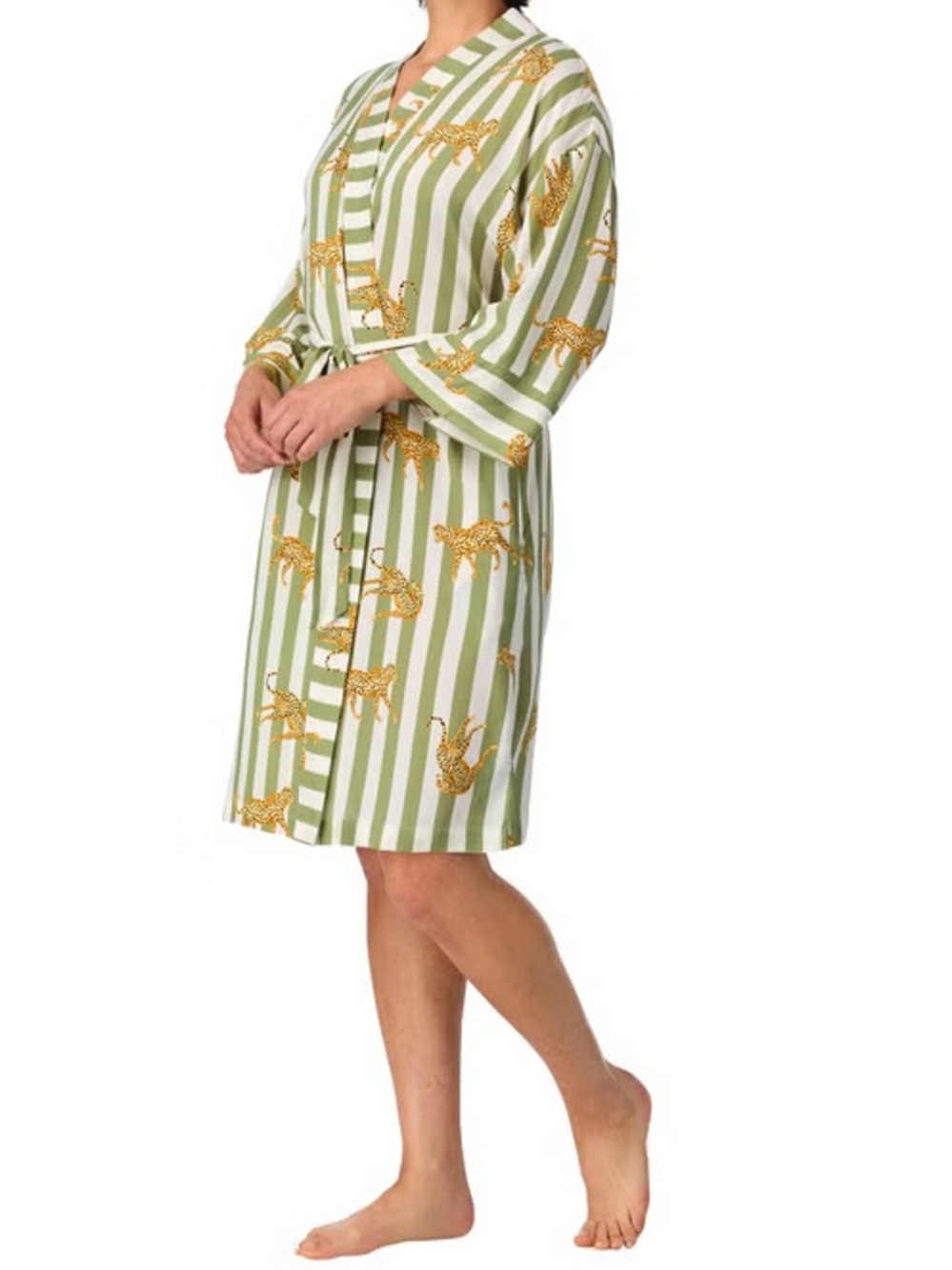 Room Service Women's Woven Robe, White(Leopard Stripe), Small & Medium - NWT
